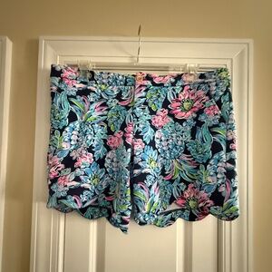 Lilly Pulitzer Darci Knit Shorts High Tide Navy Pineapple Paradise Size 16
